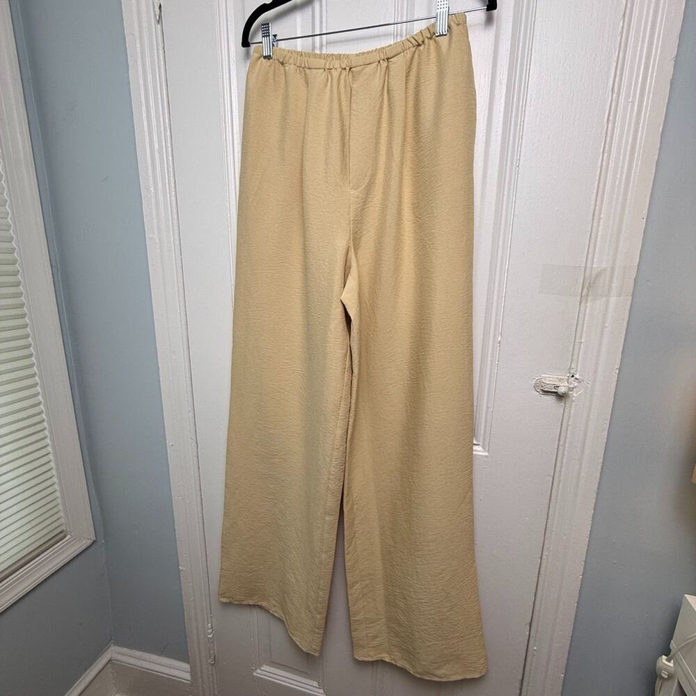 Studio Park x Amy Stran Wide Leg Pleated Pants Womens Tall Small Champagne NWOT